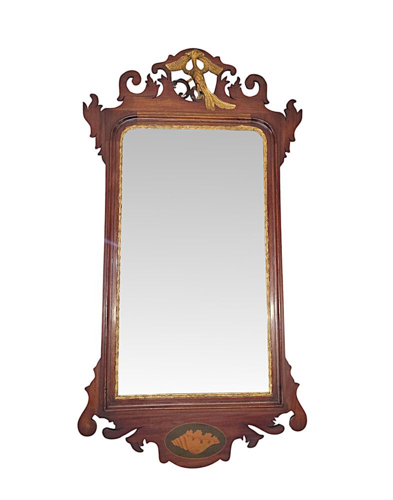 A Fabulous Pair Of Early 20th Century Parcel Gilt Pier Mirrors With Ho Ho Bird Detail In The Georgian Chippendale Manner photo furniture