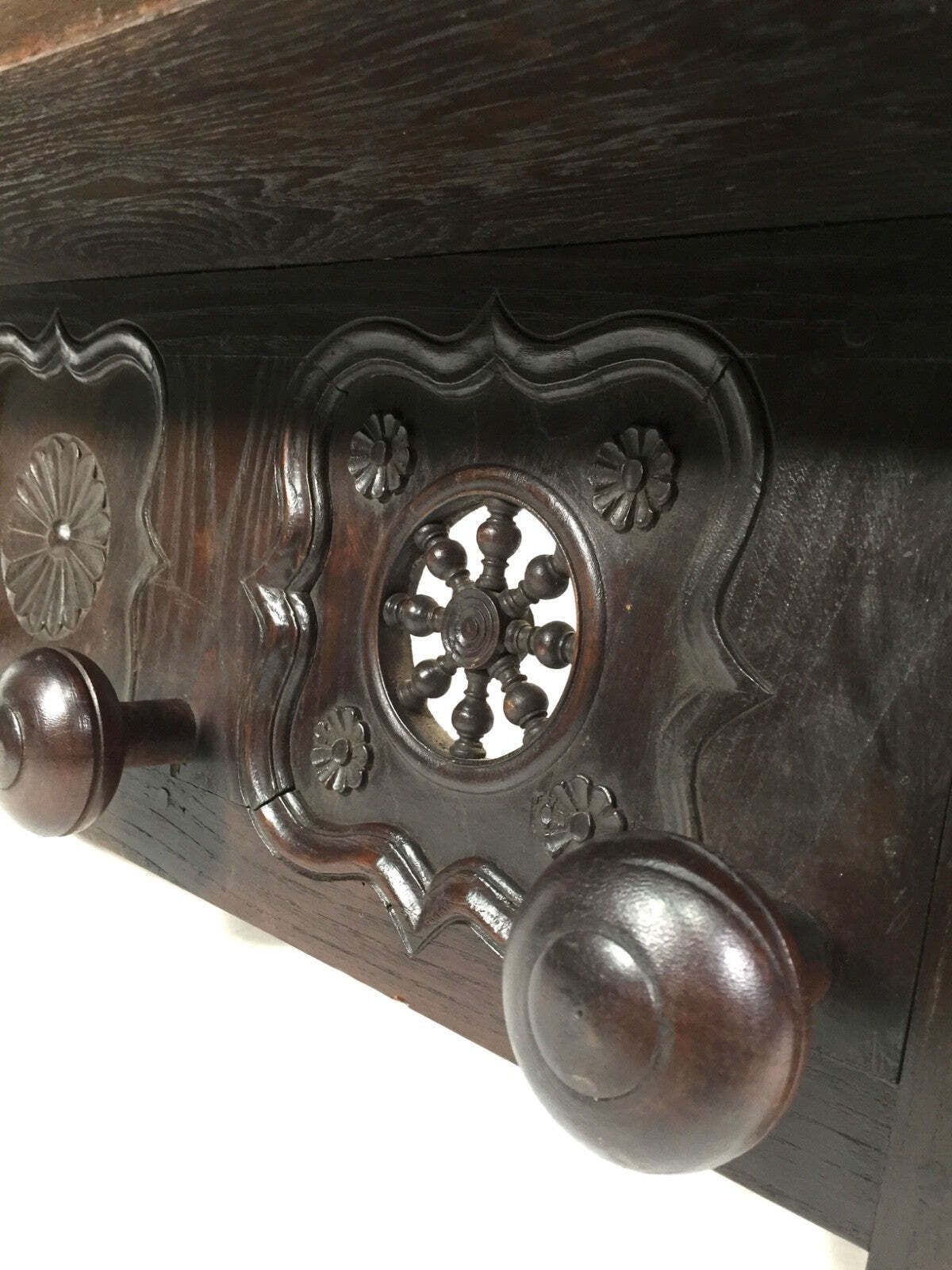 Antique Wooden Carved Entrance Hall Wall Hanging Coat Rack & Shelf Scarfs & Hat photo Furniture