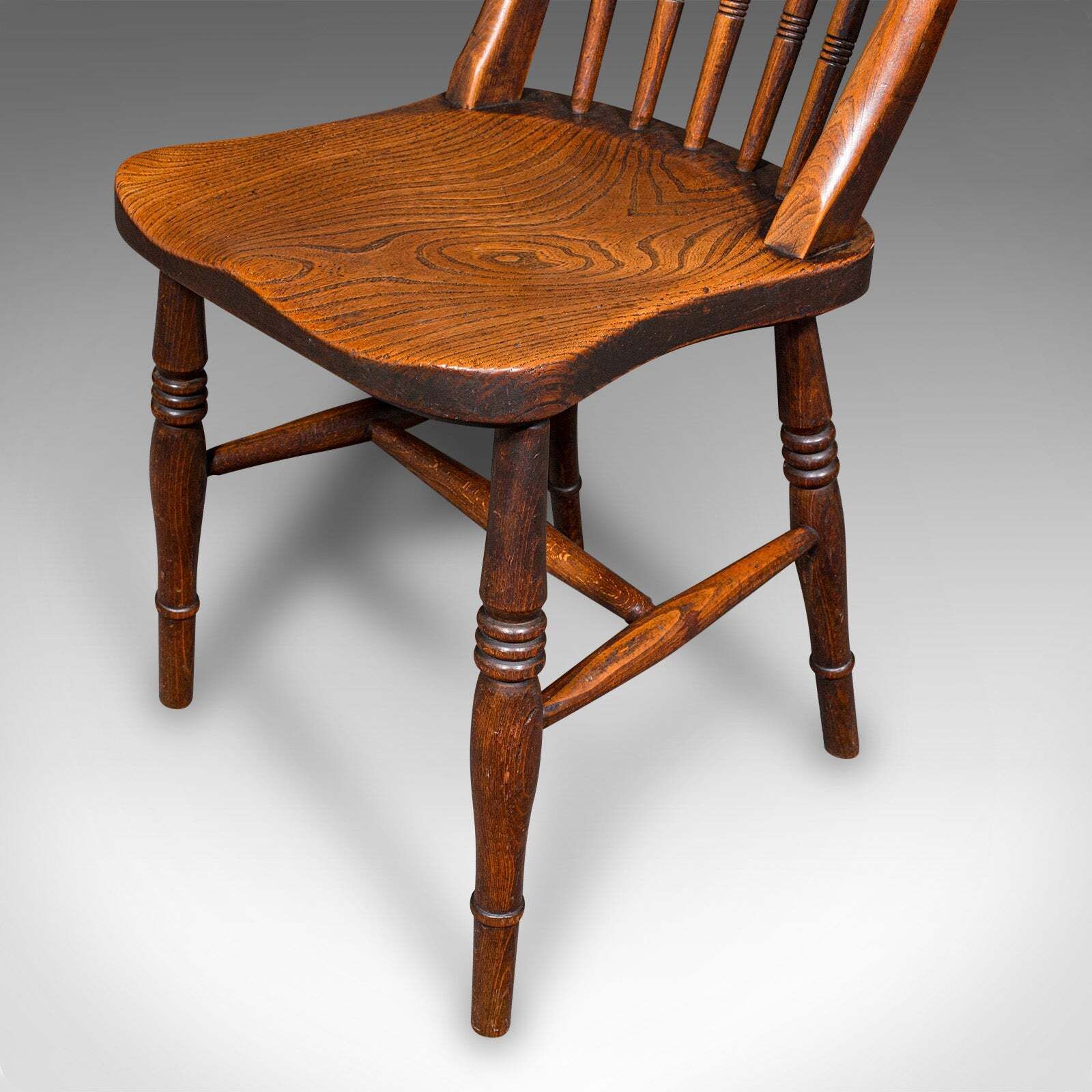 915.0 Trio Of Antique Station Chairs, English Elm, Reception Hall Side Seat, Victorian photo
