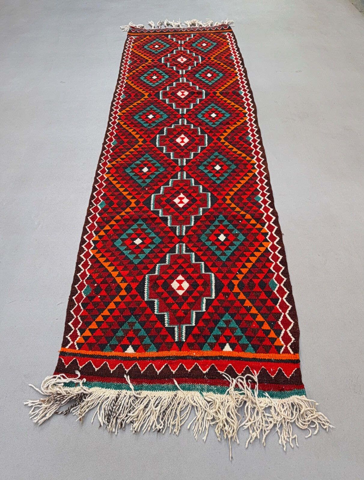 Turkish Kilim Runner 330x100 Cm, Vintage Kelim Rug, Long And Narrow photo for sale