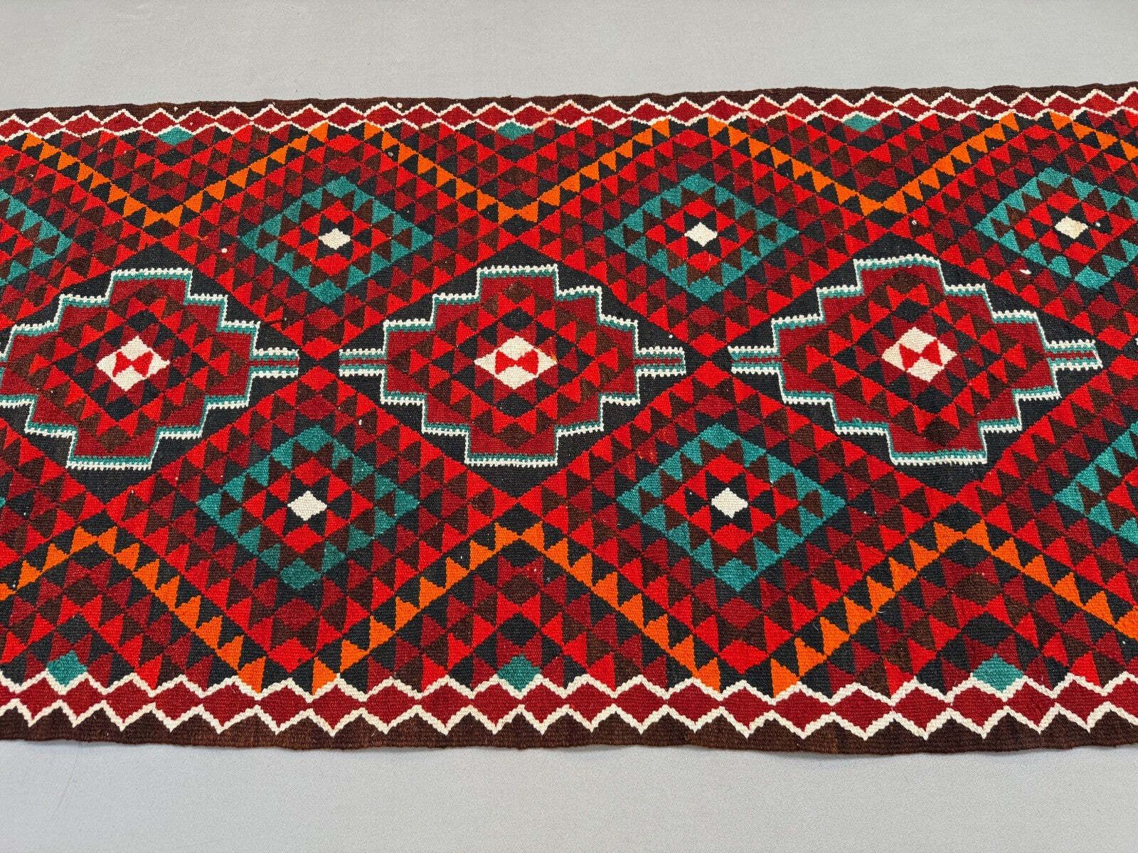 Turkish Kilim Runner 330x100 Cm, Vintage Kelim Rug, Long And Narrow photo vinterior
