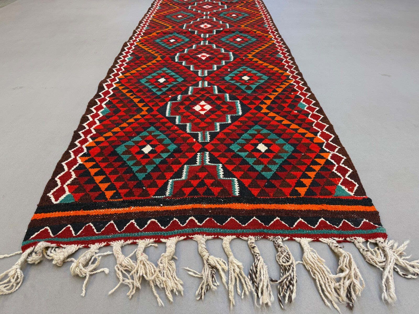 Turkish Kilim Runner 330x100 Cm, Vintage Kelim Rug, Long And Narrow photo buy