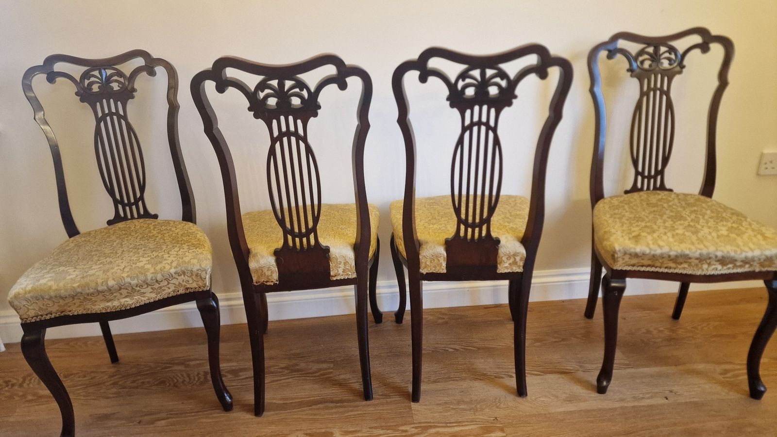Elegant Set Of Four Edwardian Mahogany Rococo Style Dining Chairs photo furniture
