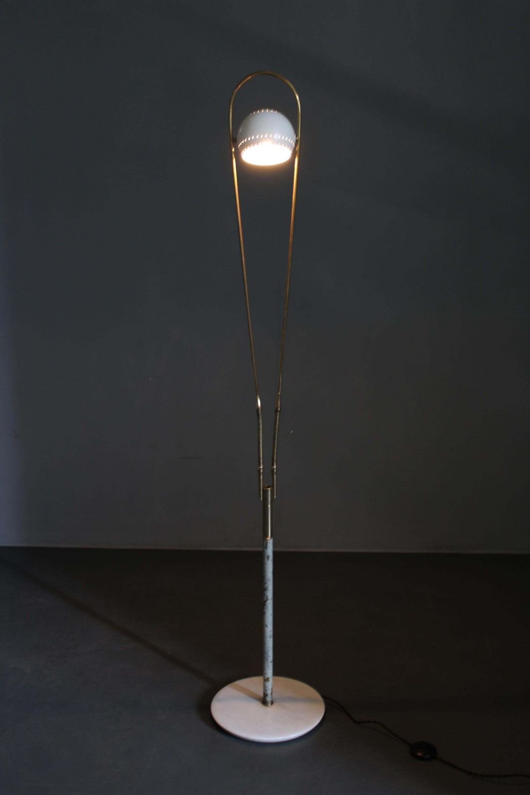5569.0 Rare Angelo Lelii Adjustable Italian Marble And Brass Floor Lamp, 1952 photo