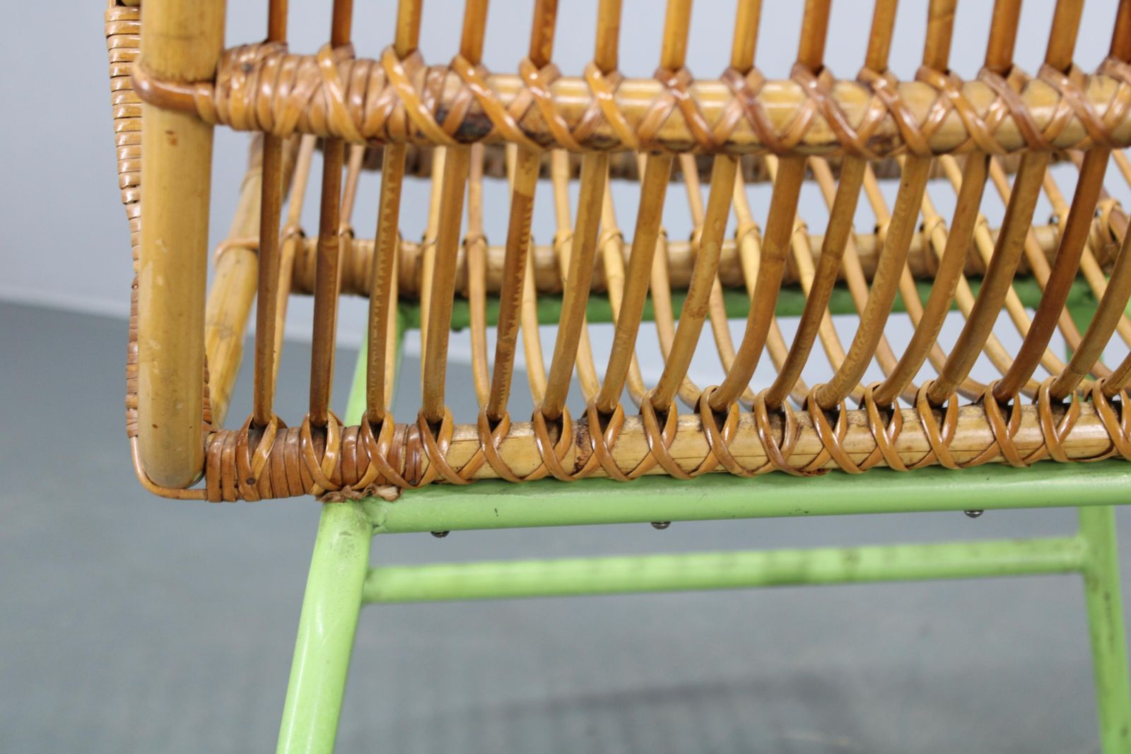 Rare Pair Of Alan Fuchs For Uluv Rattan Lounge Chairs, Czechoslovakia, 1960s photo for sale