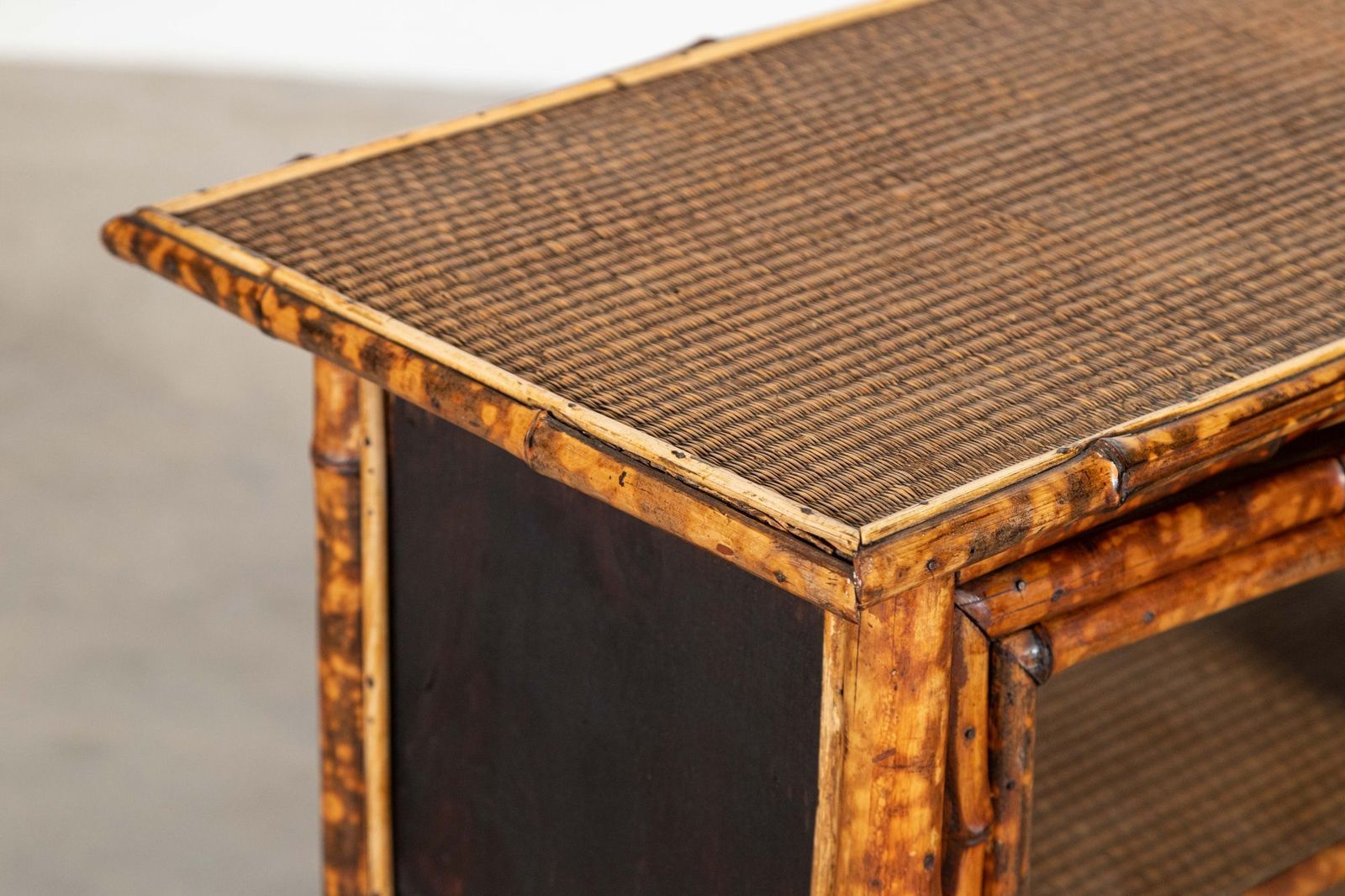 2818.0 English 19thc Bamboo & Rattan Glazed Cabinet photo
