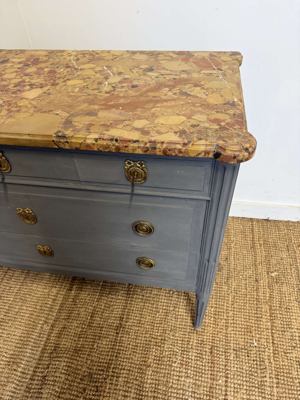 Louis XVI Style Painted Commode , Pale Grey photo vinterior