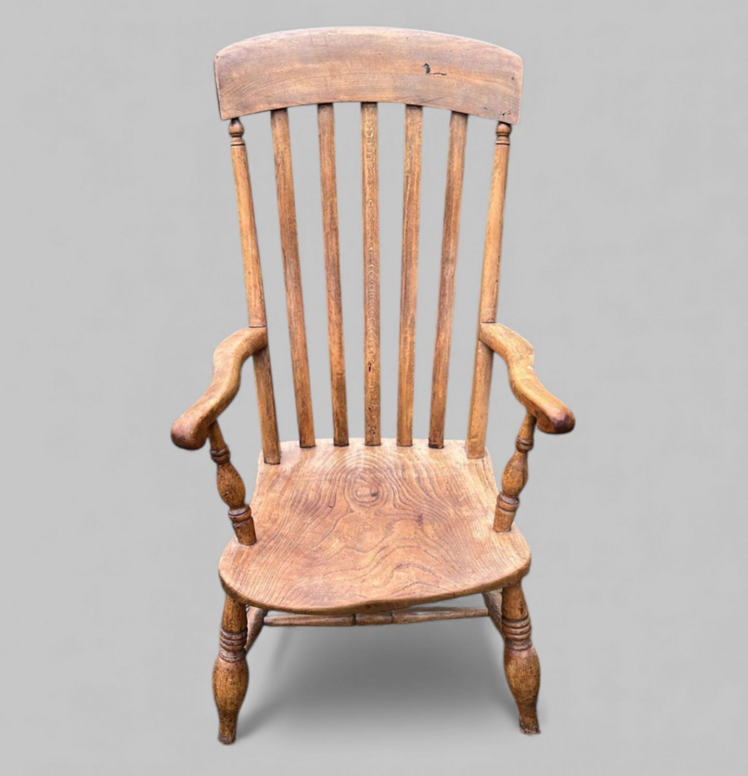 Victorian High Back Elm & Ash Smoker’s Bow Armchair, C.1880