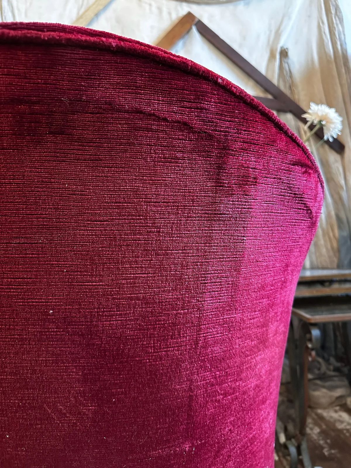 French Velvet Red Tub Chair W/ Tassels, C1920 photo vintage