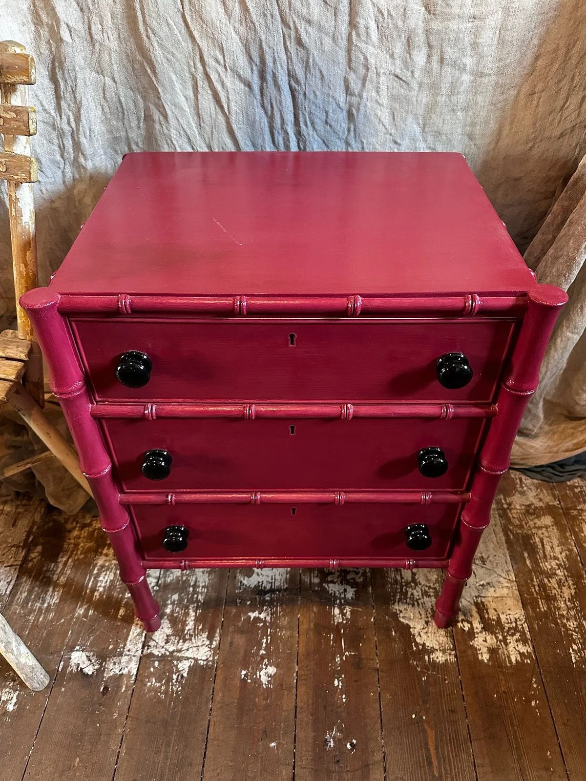 "Made By Muirshin" Faux Bamboo Small Chest Of Drawers photo vintage