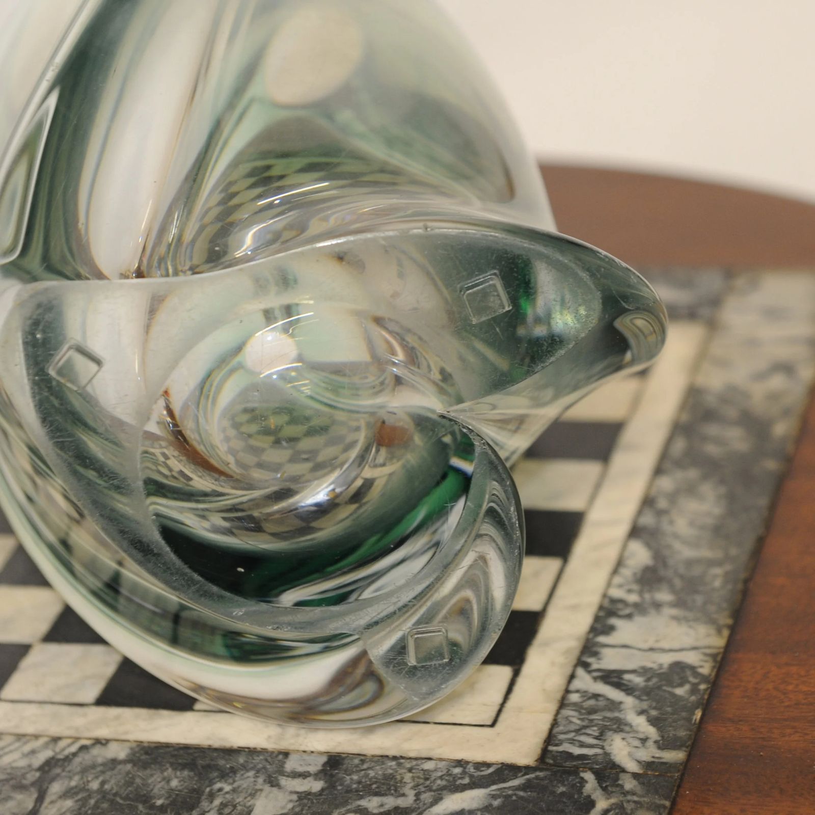 Green Lead Crystal Vase By Val Saint Lambert Of Belgium, 1950s photo for sale