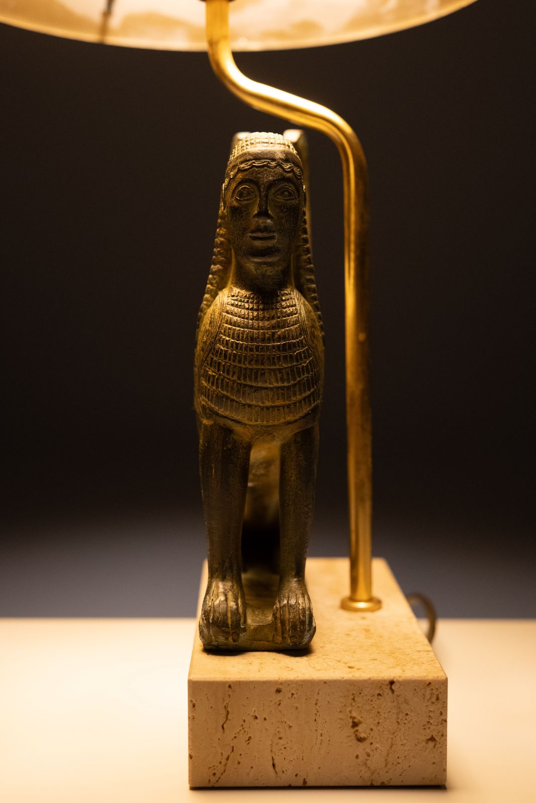 Maison Le Dauphin France, Exceptional Sphinx Table Lamp 1970s photo Lighting