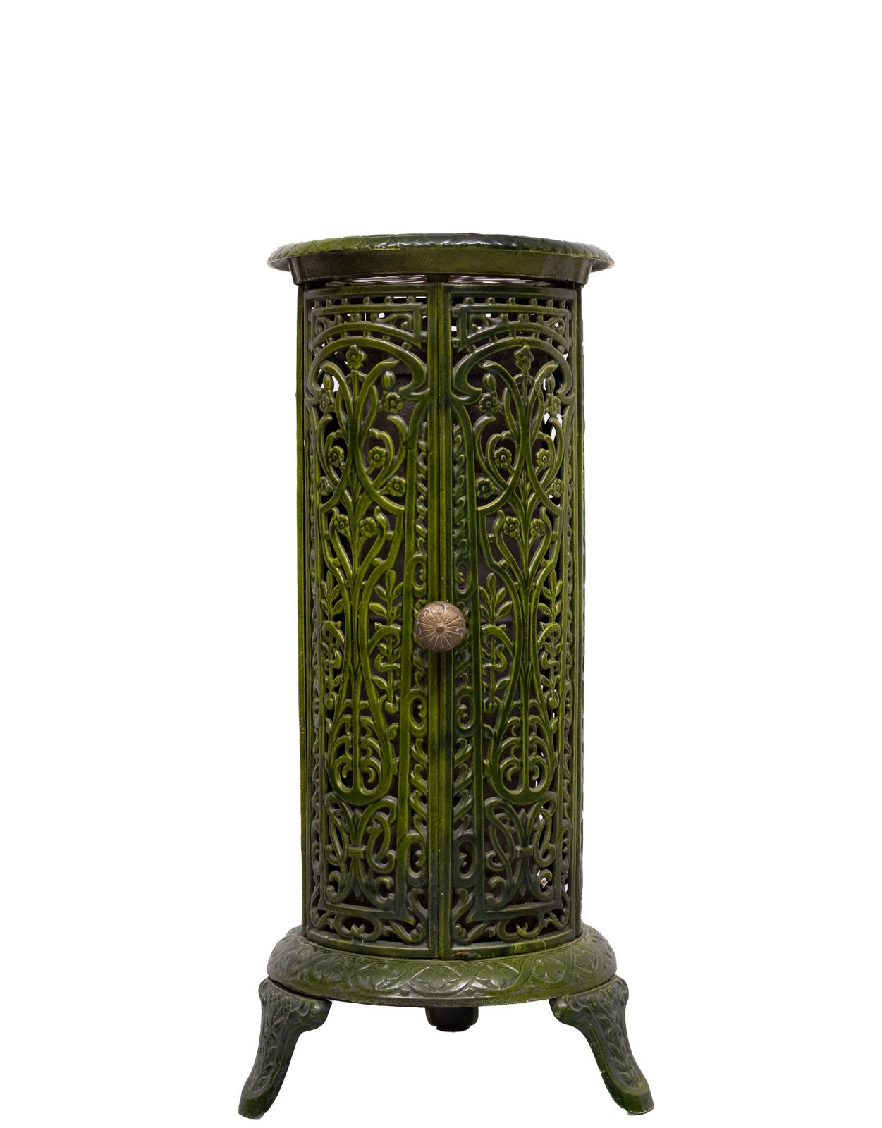 photo buy 19th Century French Green Enameled Cast Iron Heater Stove
