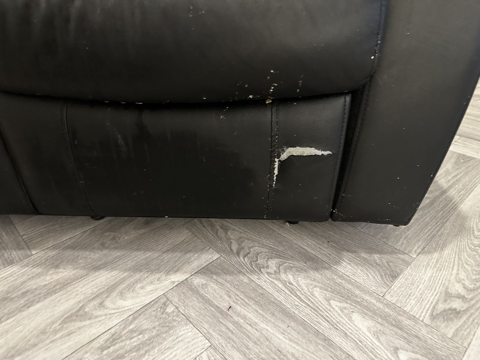 Sold Wood Leather Three And Two Seater Sofa photo for sale