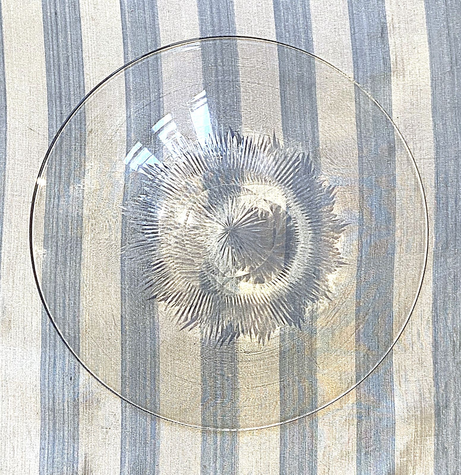 Six Victorian Ice Plates Delicate Glass Etched With A Star Pattern Festive Table