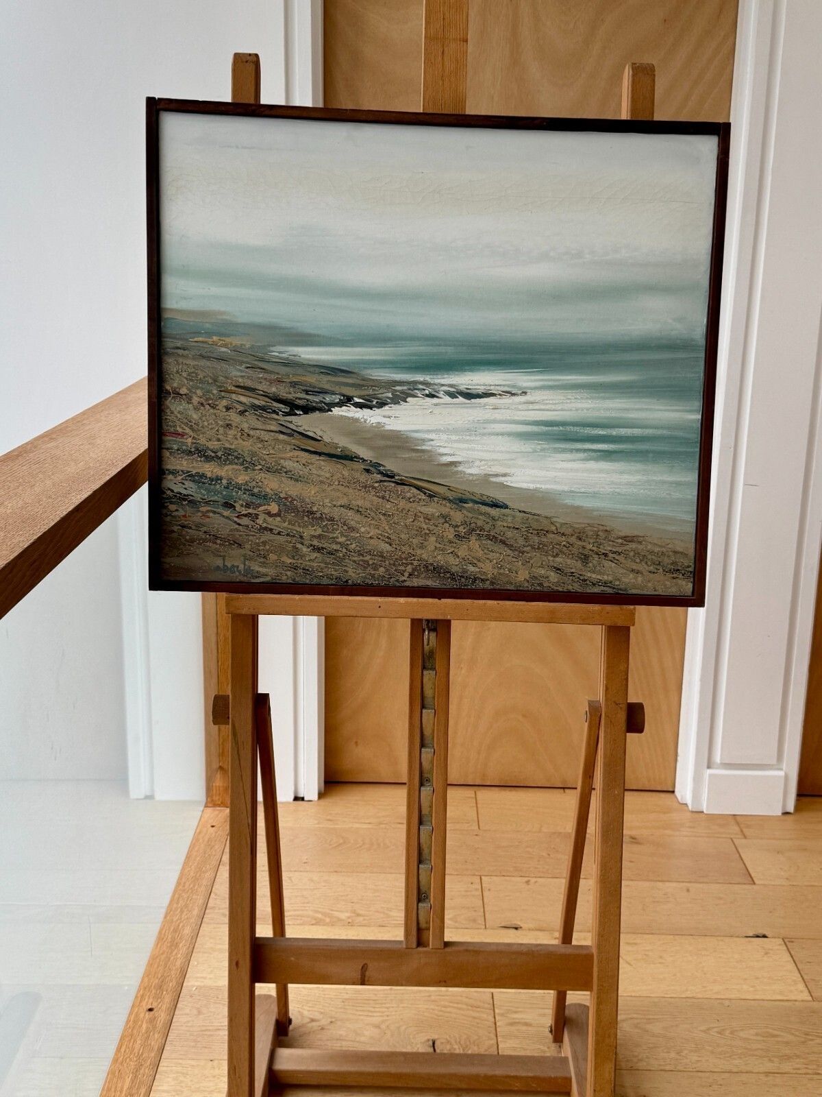 Edward Bock "Daggett Point" Original Oil Painting, Framed 1970's photo furniture