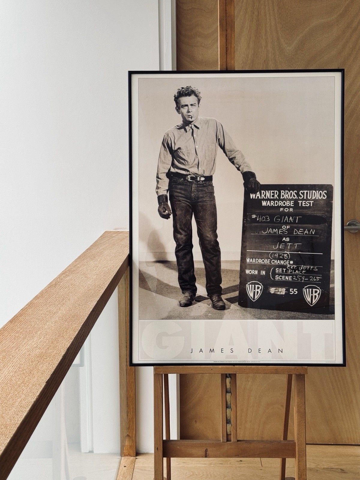 Framed Warner Brothers James Dean Giant Wardrobe Test Poster 1980s photo Art