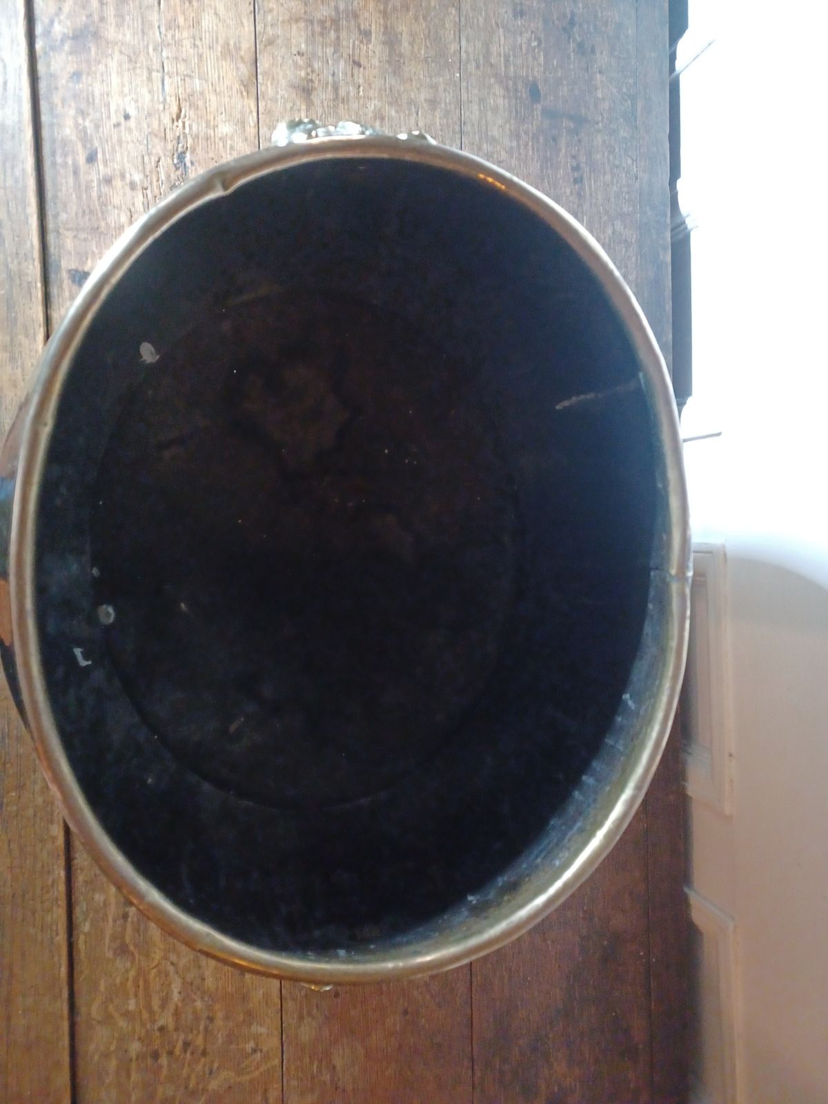 Antique Period Brass & Copper Riveted Wine Cooler / Bucket. Lion Handles photo Home Decor