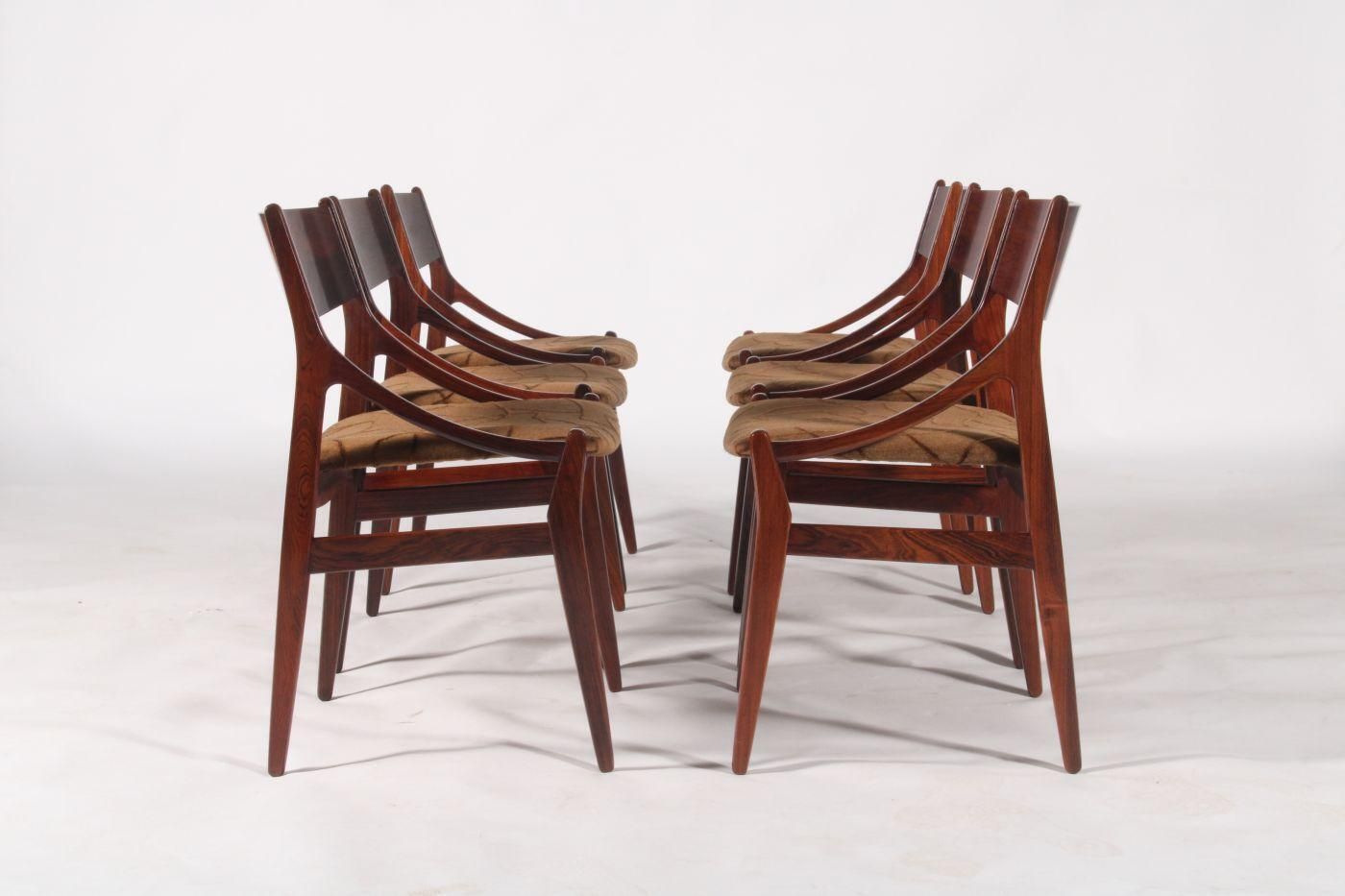 Set Of Six Stunning Mid Century Danish Rosewood Chairs