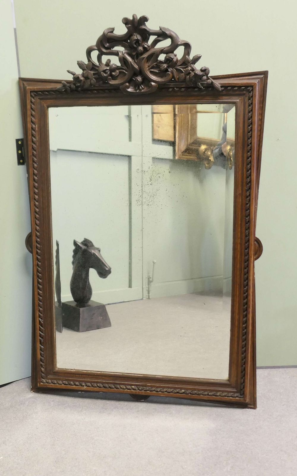 Large French Gothic Style Carved Oak Wall Mirror An Ideal Piece For The Hall photo furniture
