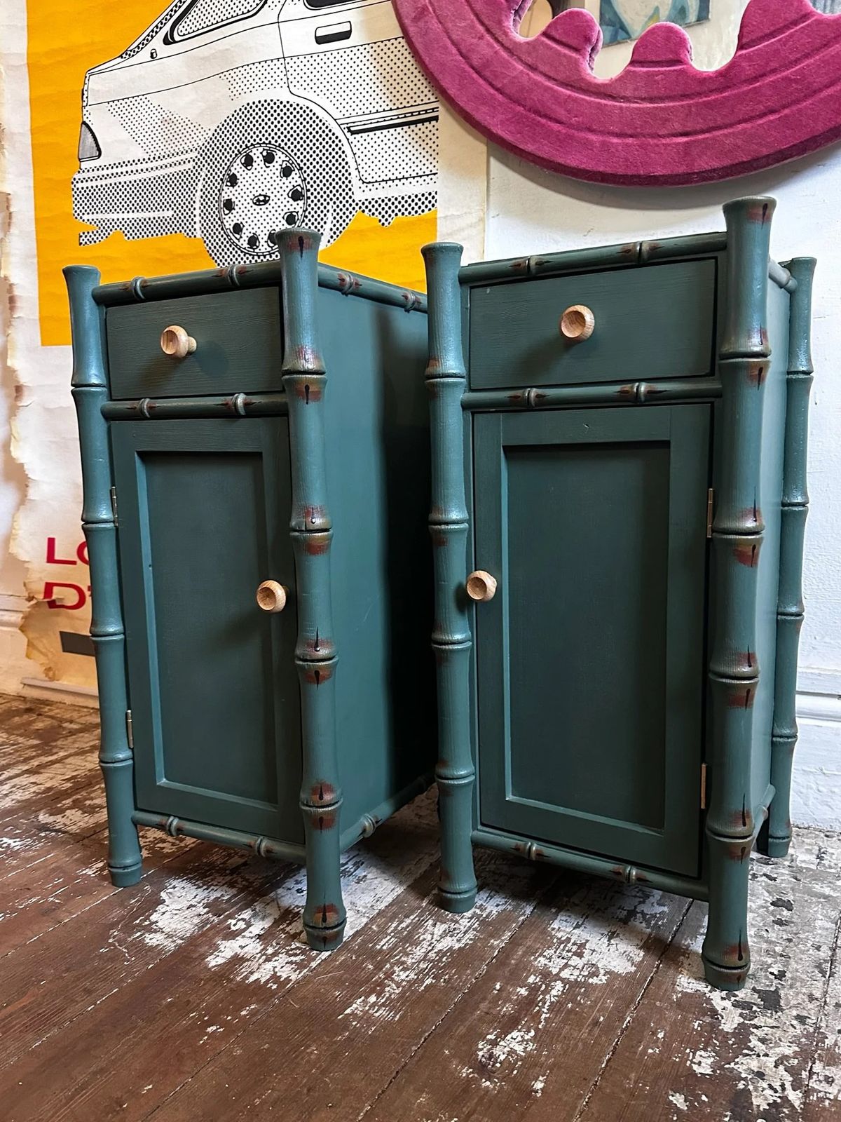 "Made By Muirshin" Faux Bamboo Bedside Lockers photo Furniture