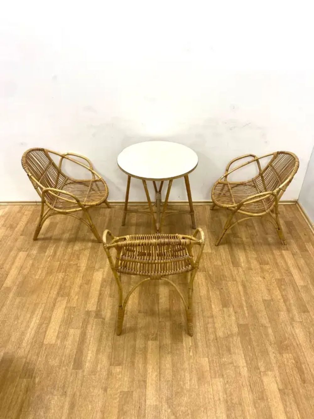 Set Of 3 Retro Armchairs With Table, Alan Fuchs, 1960s, Czechoslovakia photo furniture
