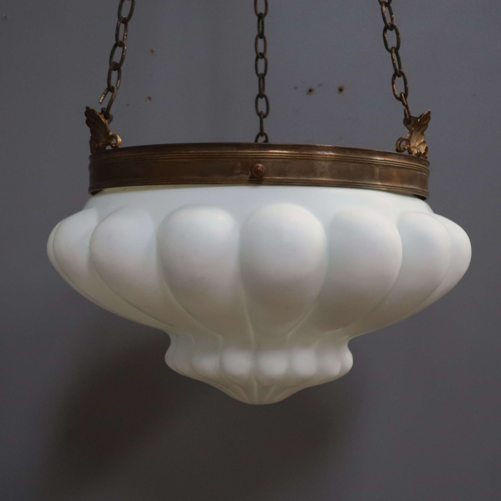 Opaline Plafonnier Ceiling Bowl Light C1890 photo vintage