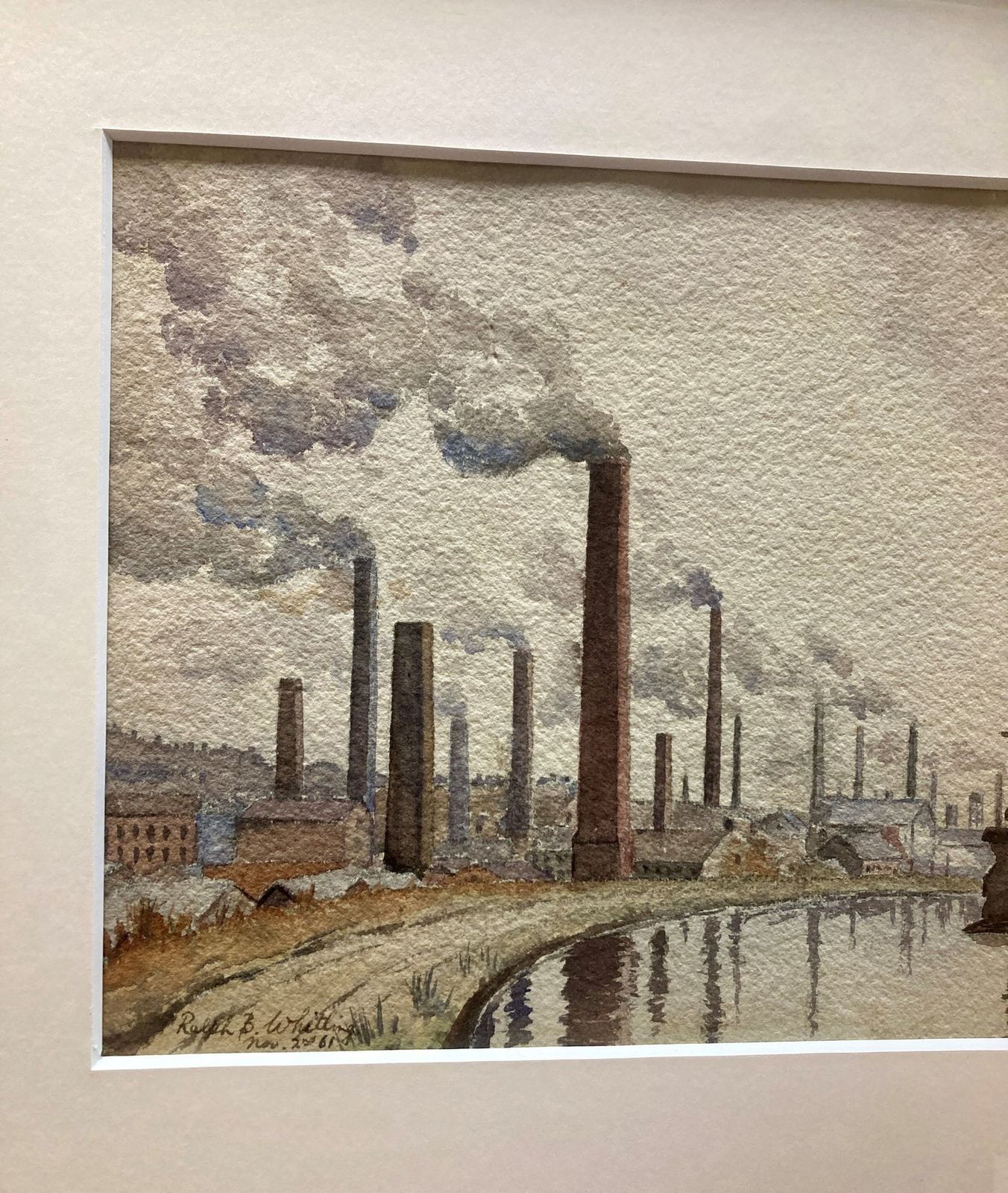 A Framed Watercolour Depicting A Northern English Mill Town photo for sale