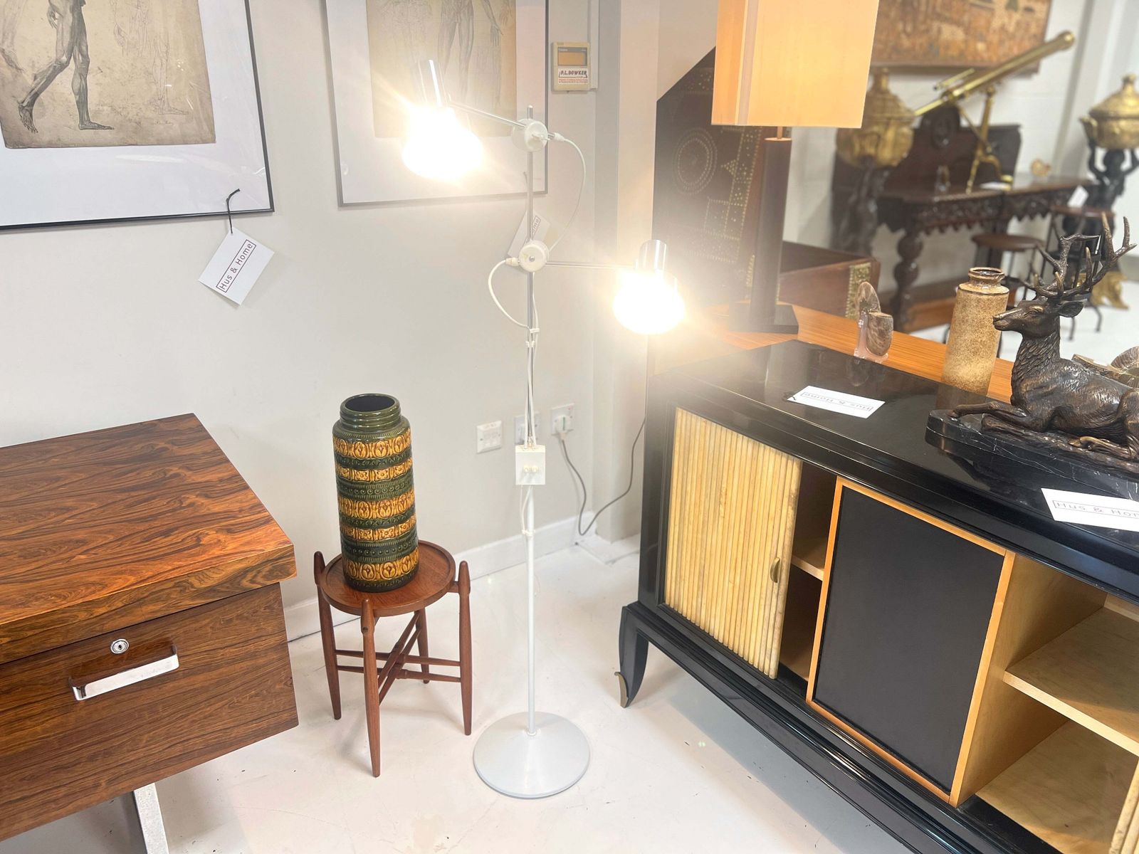 Terence Conran For Habitat, White And Chrome Twin Spotlight Floor Lamp photo Lighting