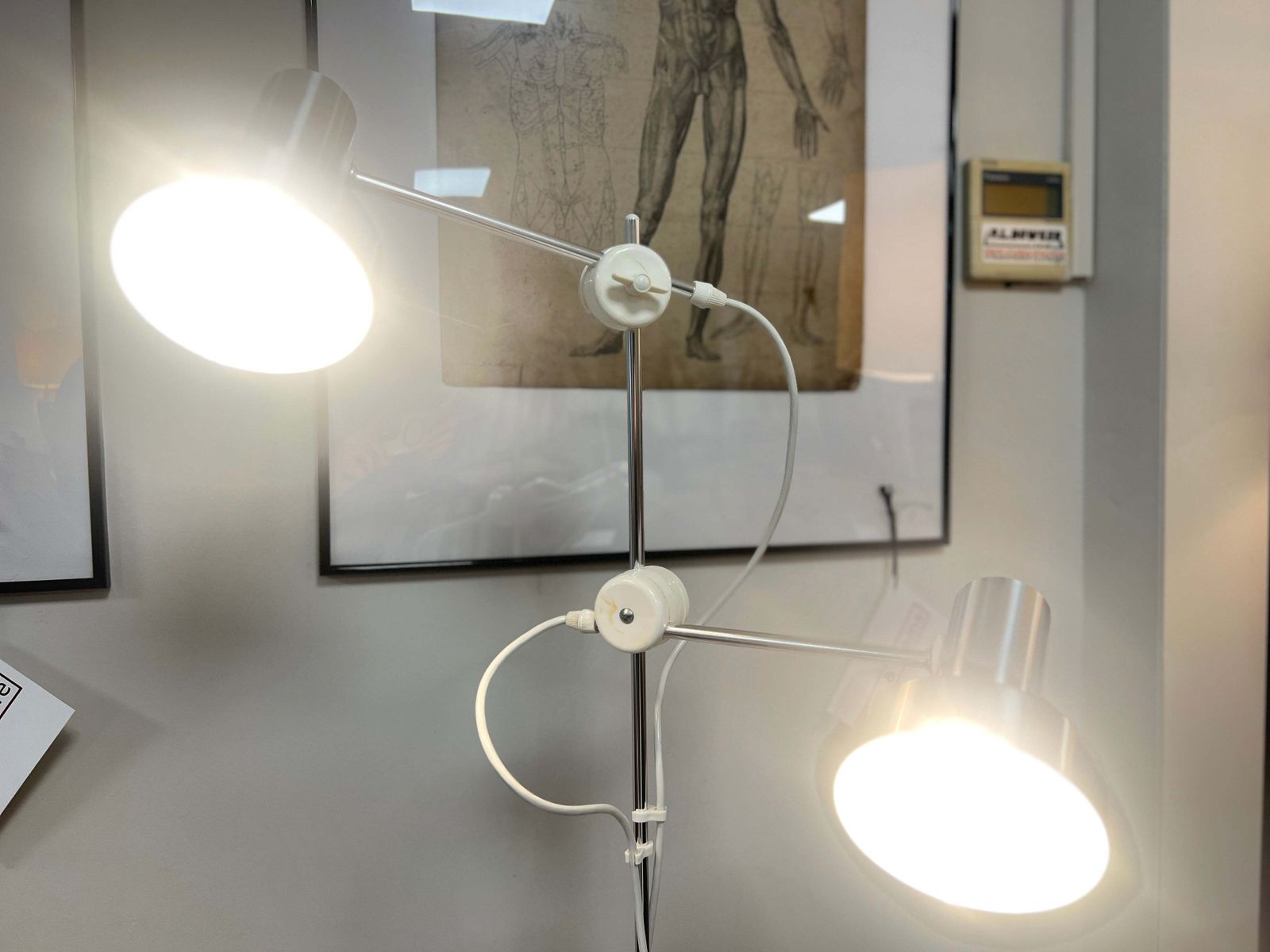 Terence Conran For Habitat, White And Chrome Twin Spotlight Floor Lamp photo 195.0