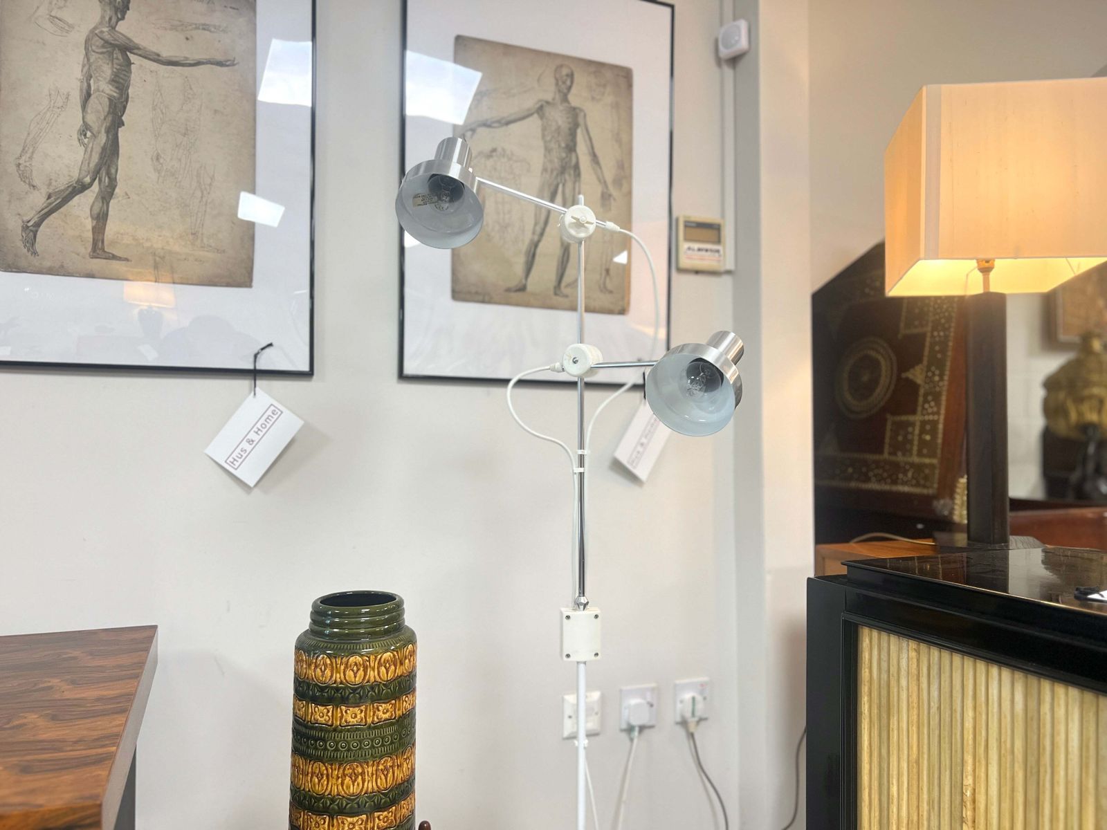Terence Conran For Habitat, White And Chrome Twin Spotlight Floor Lamp photo vinterior