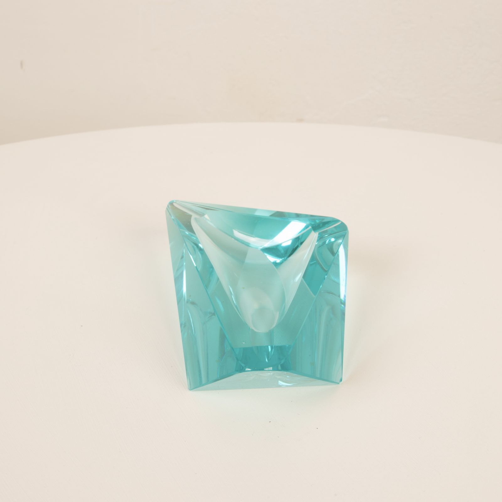 photo buy Fontana Arte Italia Style Blue Crystal Ashtray From The 1970s.