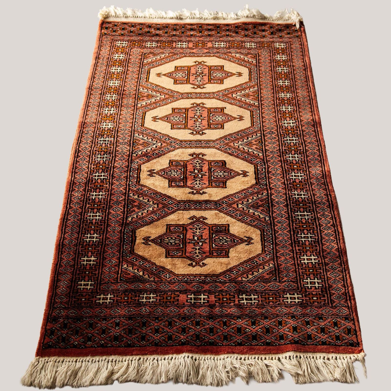 Turkmen Hand Knotted Wool Rug  Traditional Geometric Design Vintage photo furniture