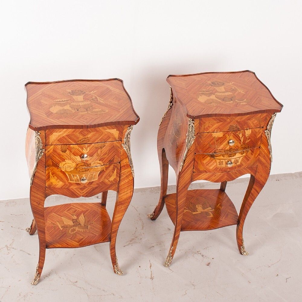 Superb Quality Pair Of French Marquetry Bedside Tables photo for sale