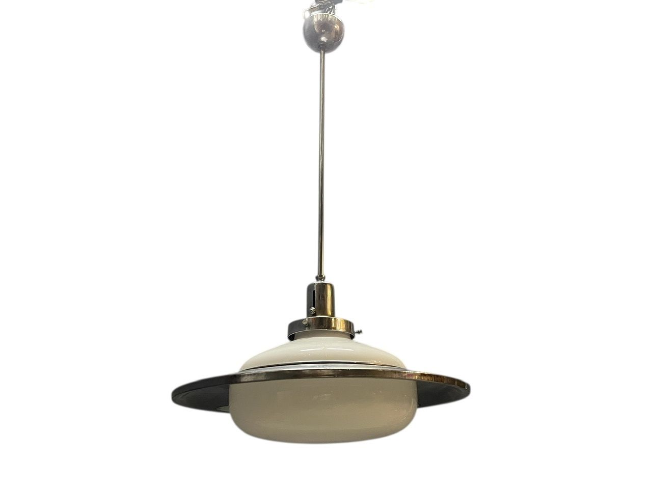 Space Age Chrome Pendant Lamp Attributed To Gino Sarfatti, 1950s