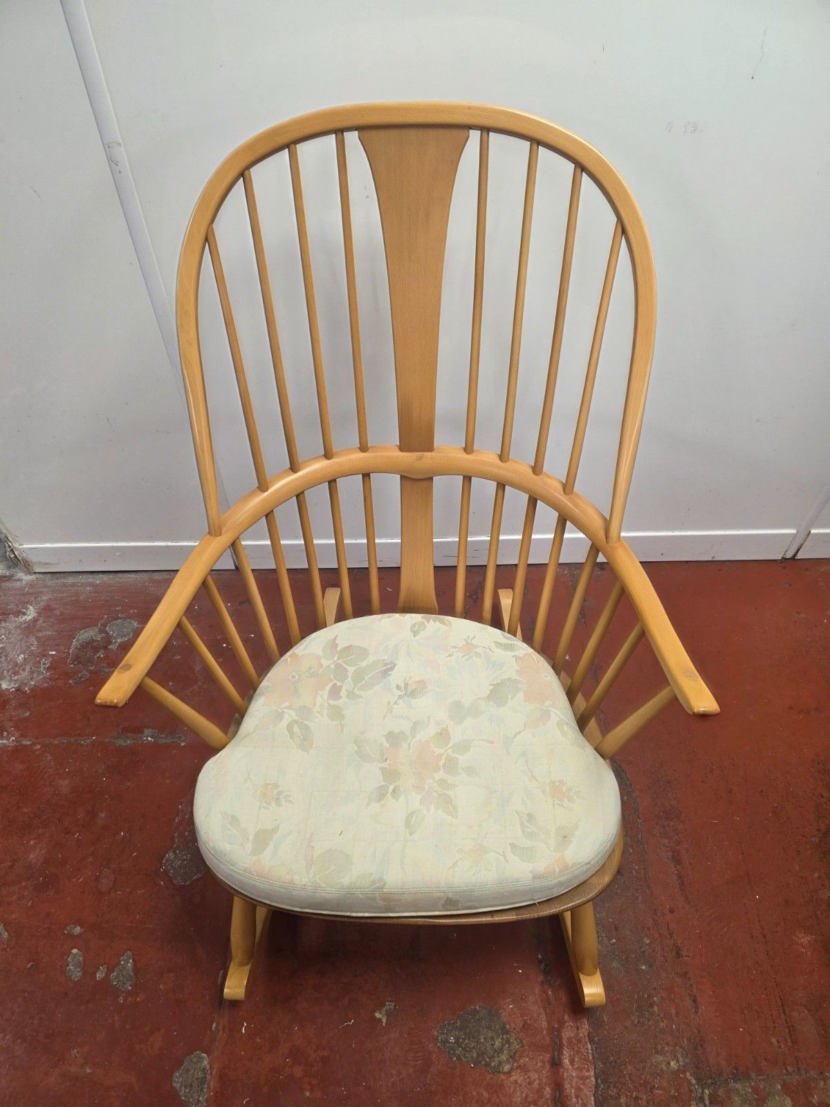 595.0 Blonde Ercol Chair Makers Rocking Chair With Original Cushion photo