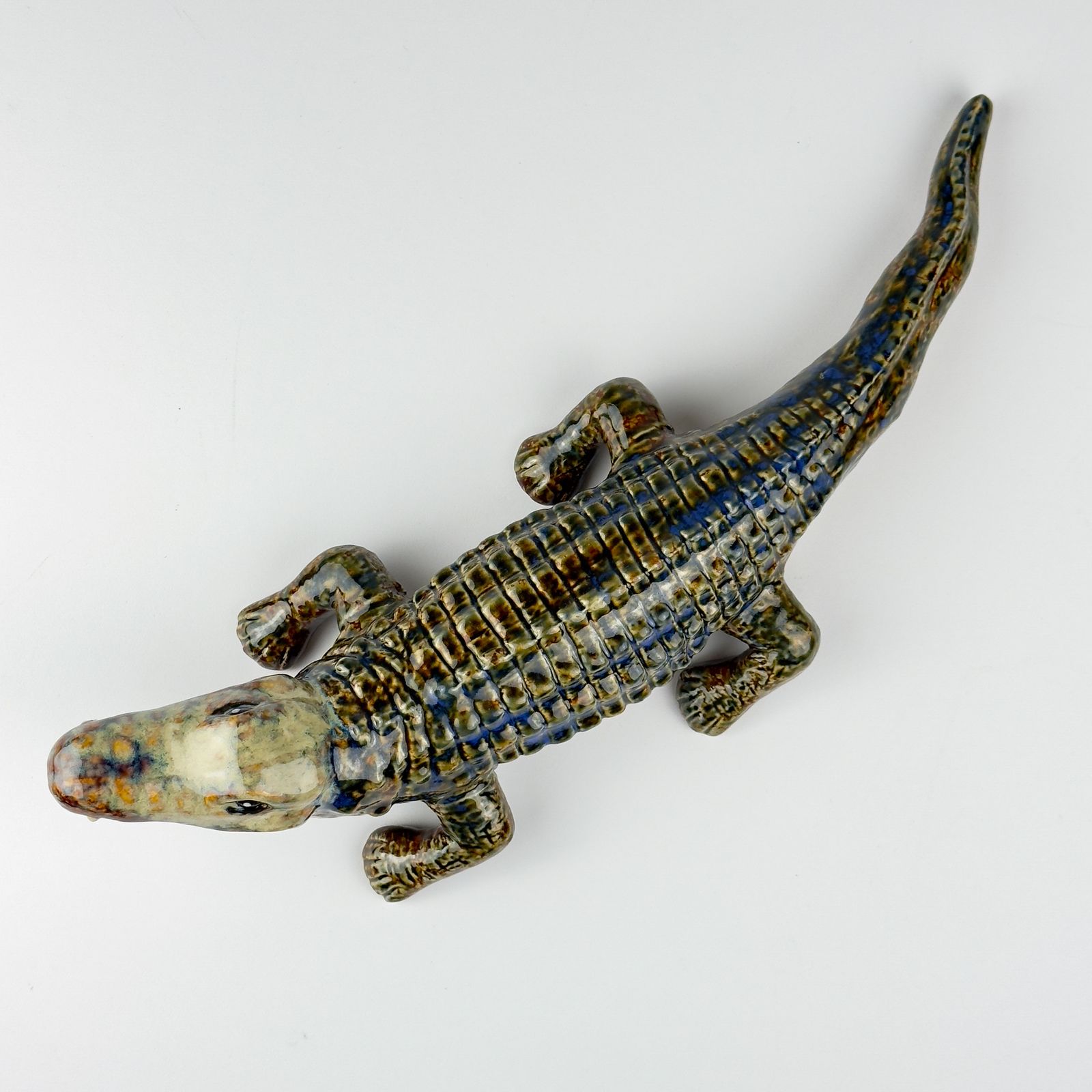 Vintage Ceramic Sculpture Of Crocodile From Bassano, Italy 1980s photo for sale