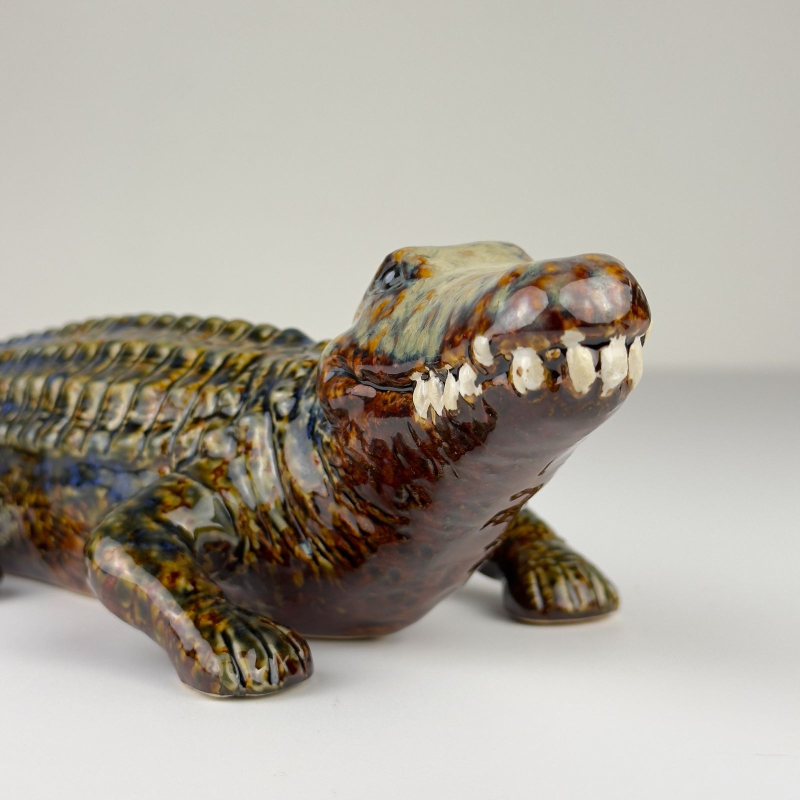 Vintage Ceramic Sculpture Of Crocodile From Bassano, Italy 1980s photo vinterior