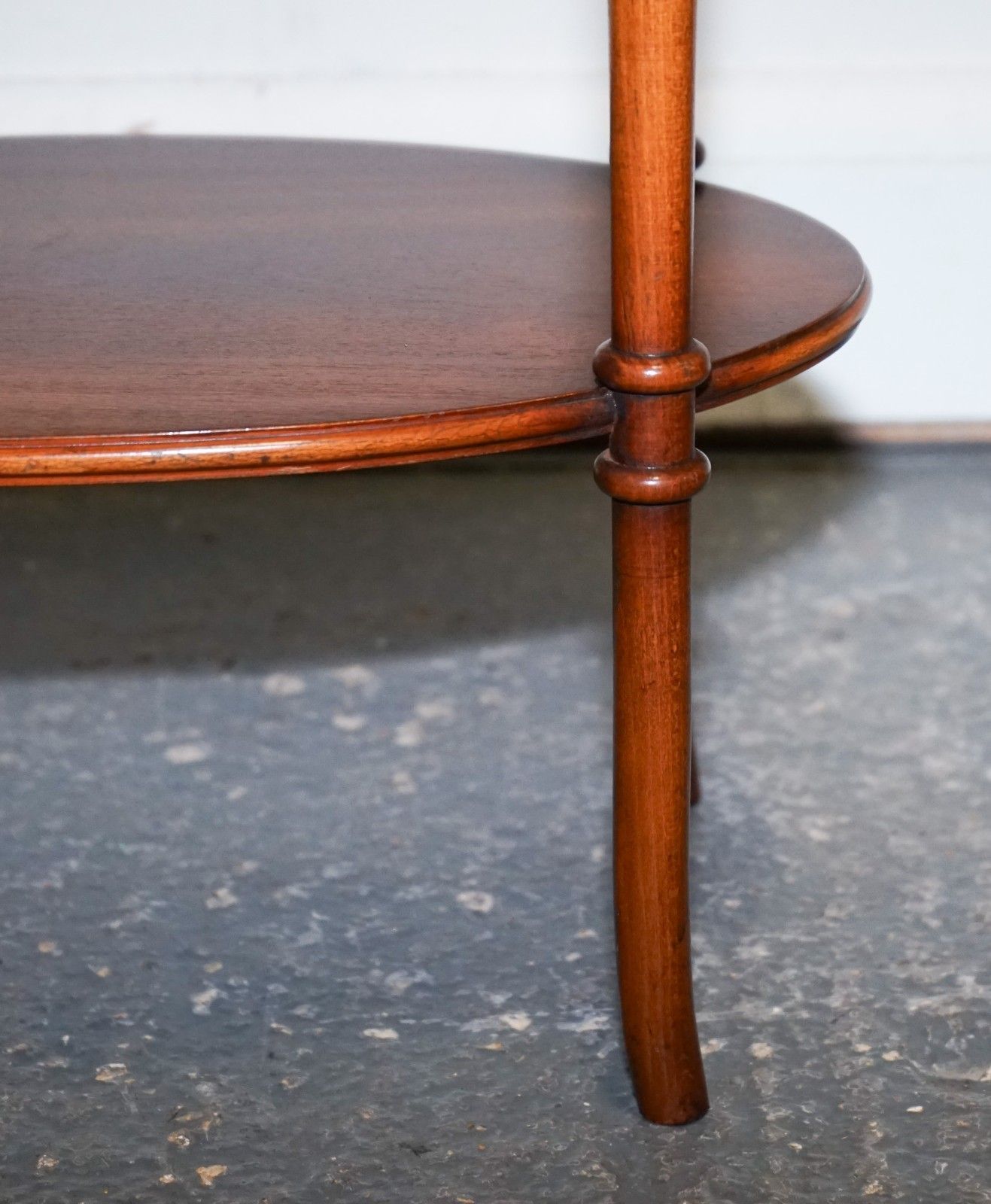 Furniture Vintage Pair Of Flamed Mahogany Oval Side End Wine Lamp Table Gallery Rail Top photo
