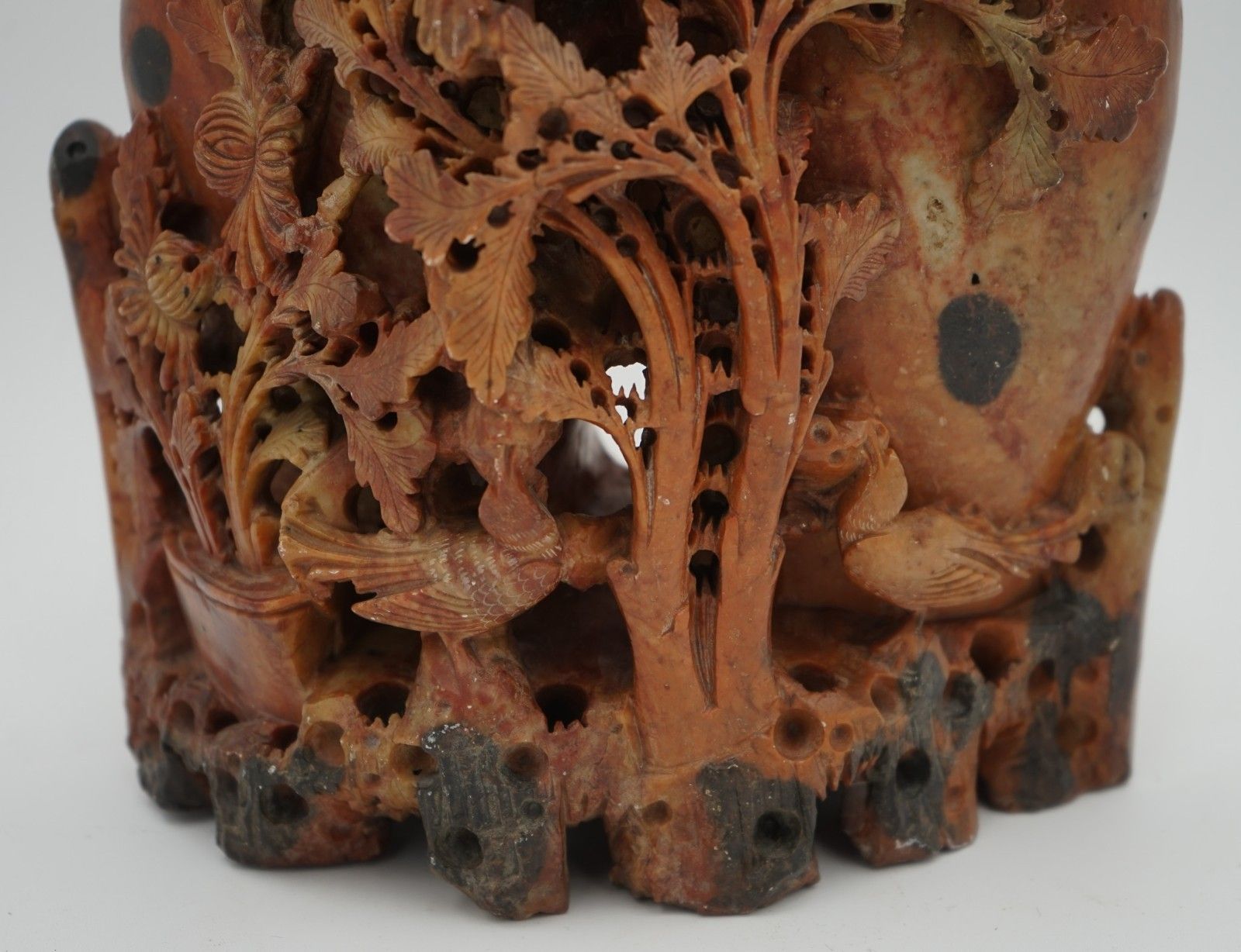 Early 20th Centry Oriental Chinese Hand Carved Soapstone Decorative Vases photo Home Decor