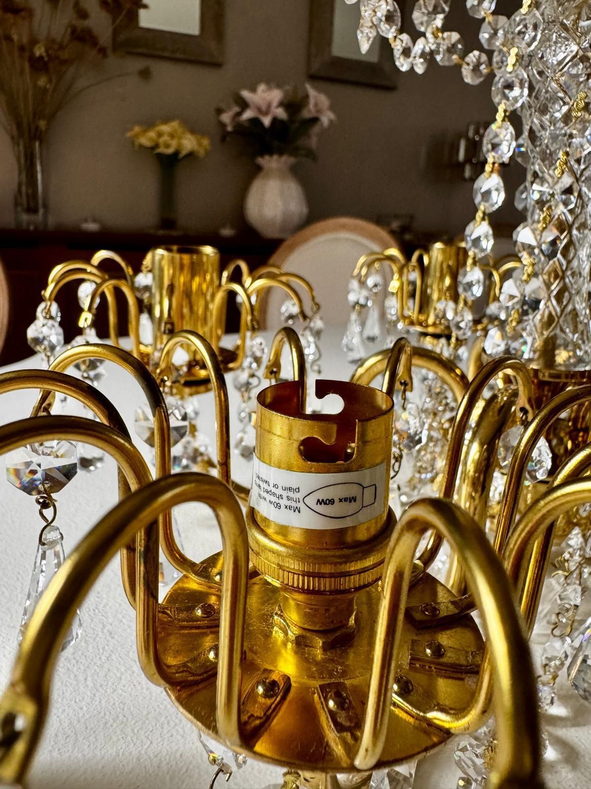 Pair Vintage Preciosa 5 Arm Czech Crystal Chandeliers photo vintage