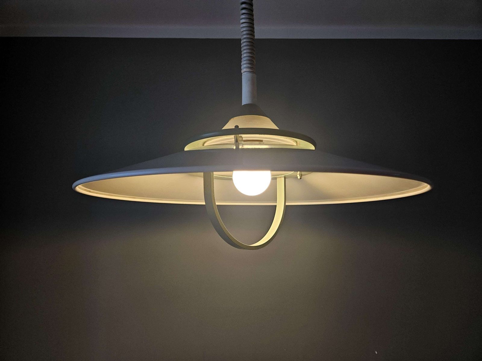 Vintage 80s Pendant Light: Scandinavian Metal Hanging Lamp photo vintage