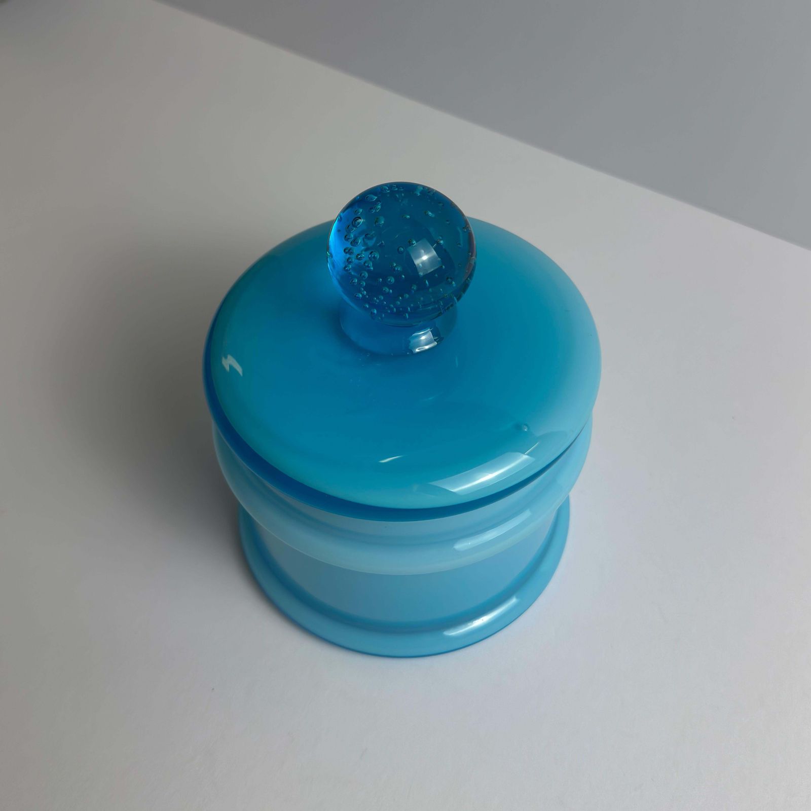 Cased Pale Blue Empoli Glass Apothecary Jar By Carlo Moretti, Italy, 1960s photo buy
