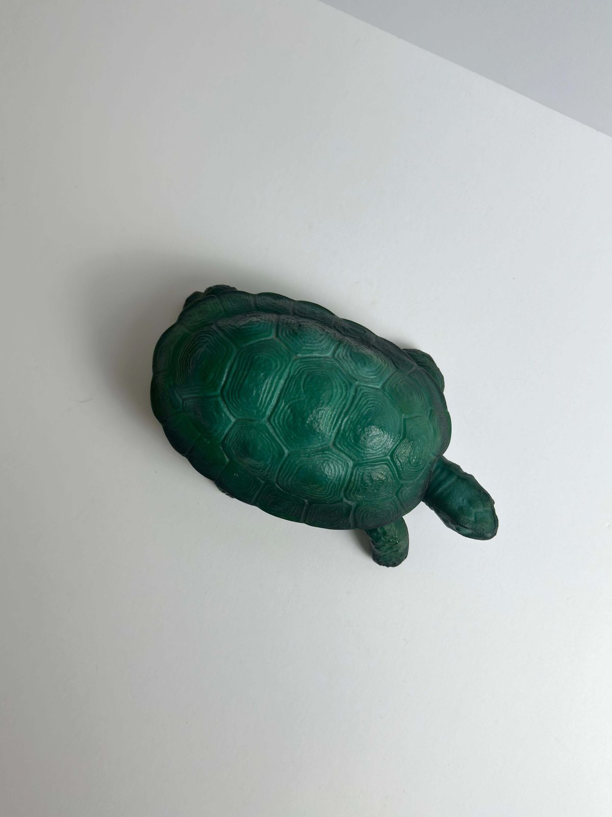 Malachite Green Glass Turtle Trinket Box By Curt Schlevogt, Czechoslovakia 1960s photo 320.0