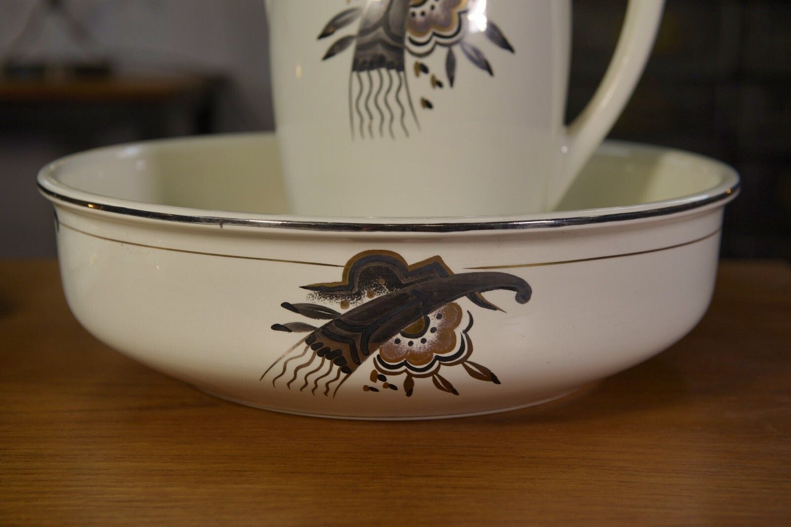 photo for sale Boch And Louvière 1920 1930's Art Deco Decor Ceramic Toilet Set