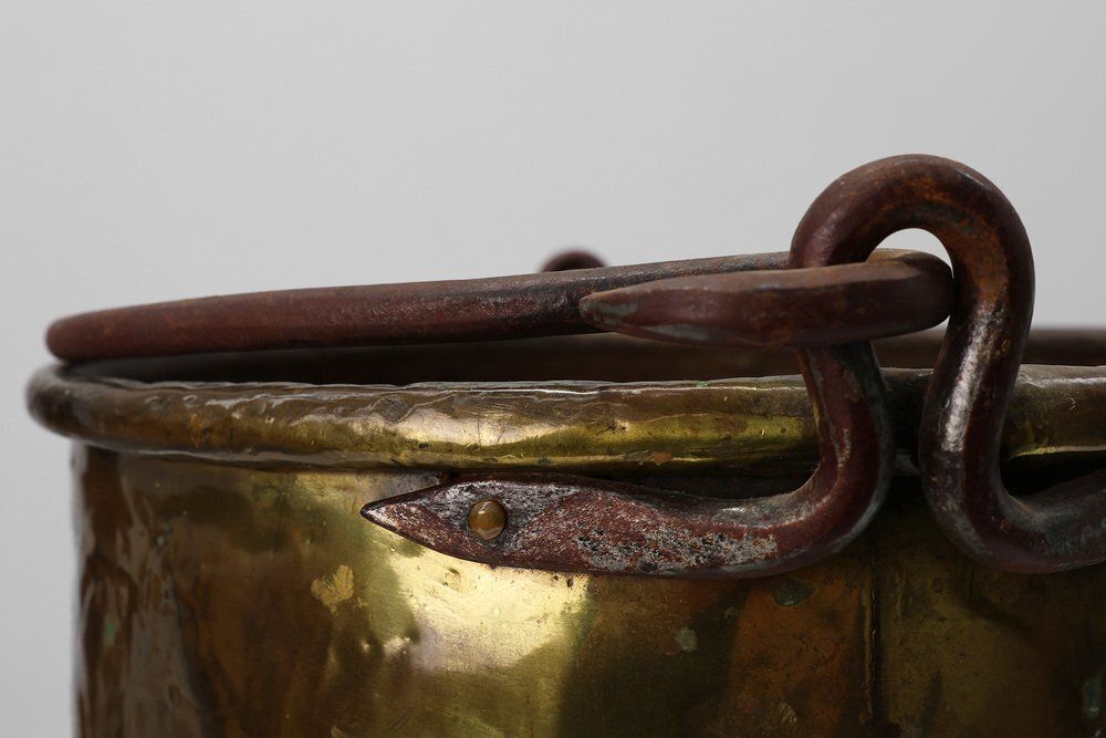 Large Antique 19th Century Hand Hammered Copper Kettle, France photo buy