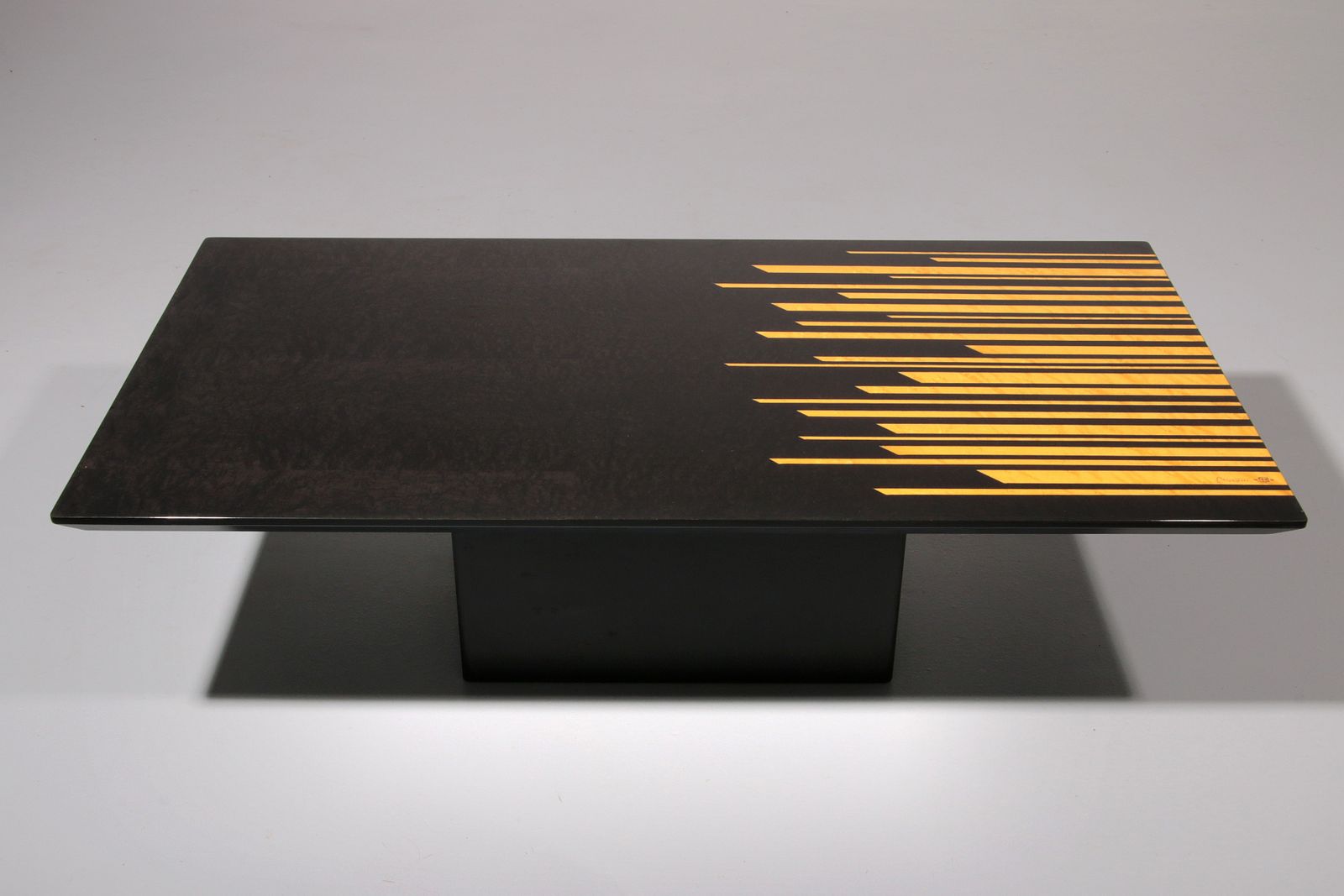 1980s Italian Coffee Table In Black And Yellow Lacquered Wood. photo furniture