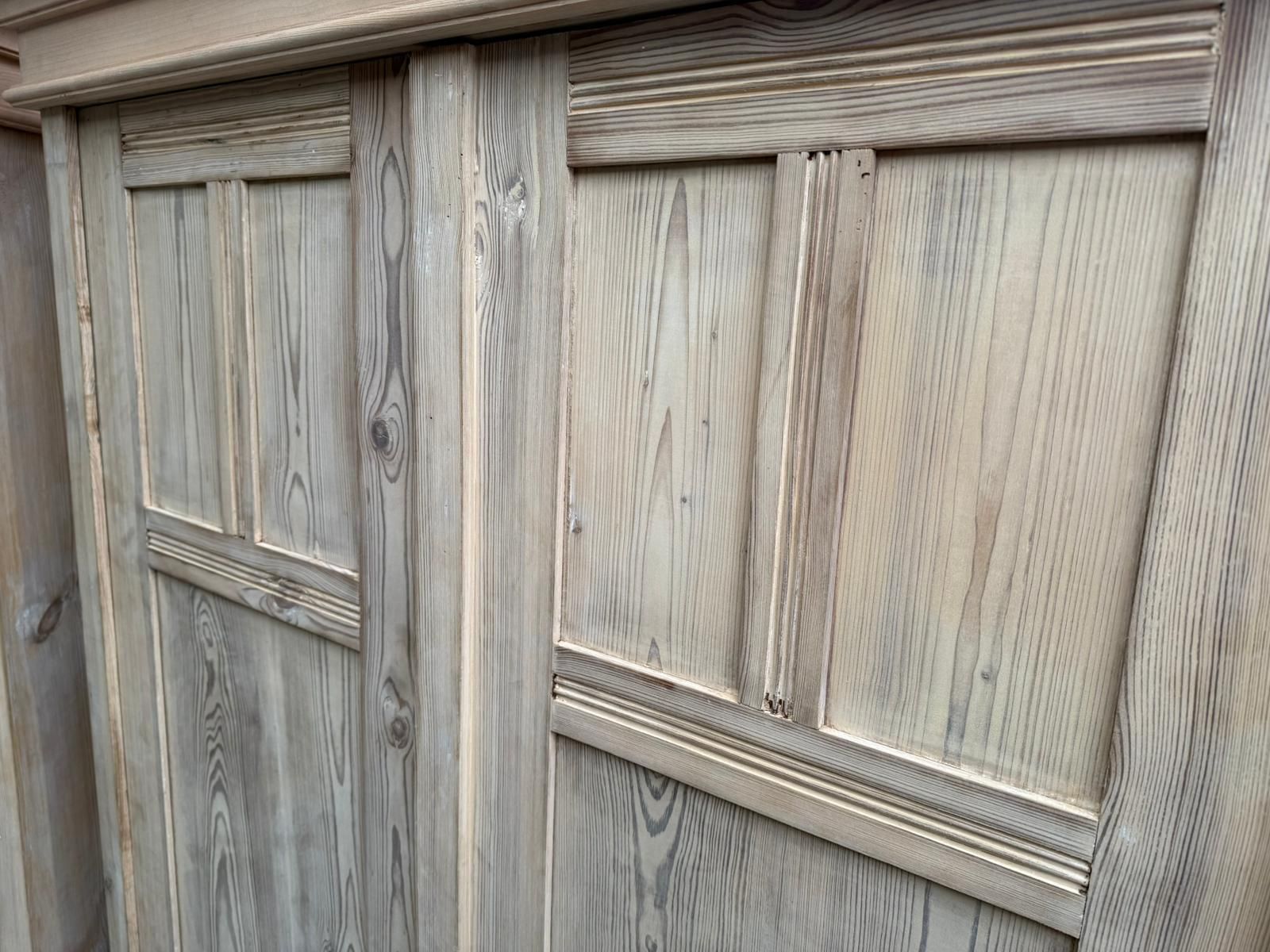 A Quality Pair Of Antique Pine Reeded Knockdown Wardrobes To Wax /Paint photo buy