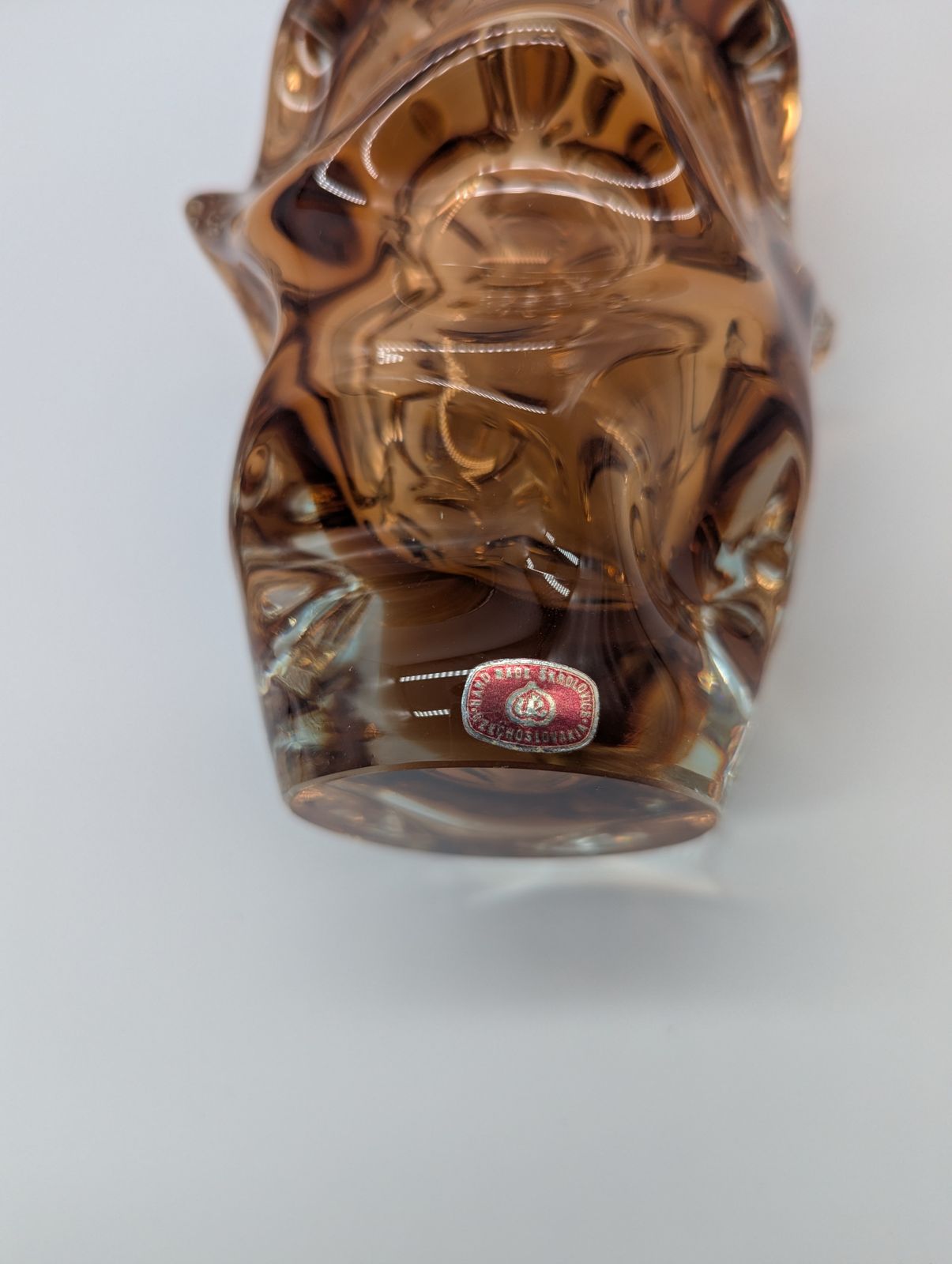 1960s Czech Amber & Green Sommerso “Brain” Vase — Attributed To Pavel Hlava For Borské Sklo — 26 Cm photo buy