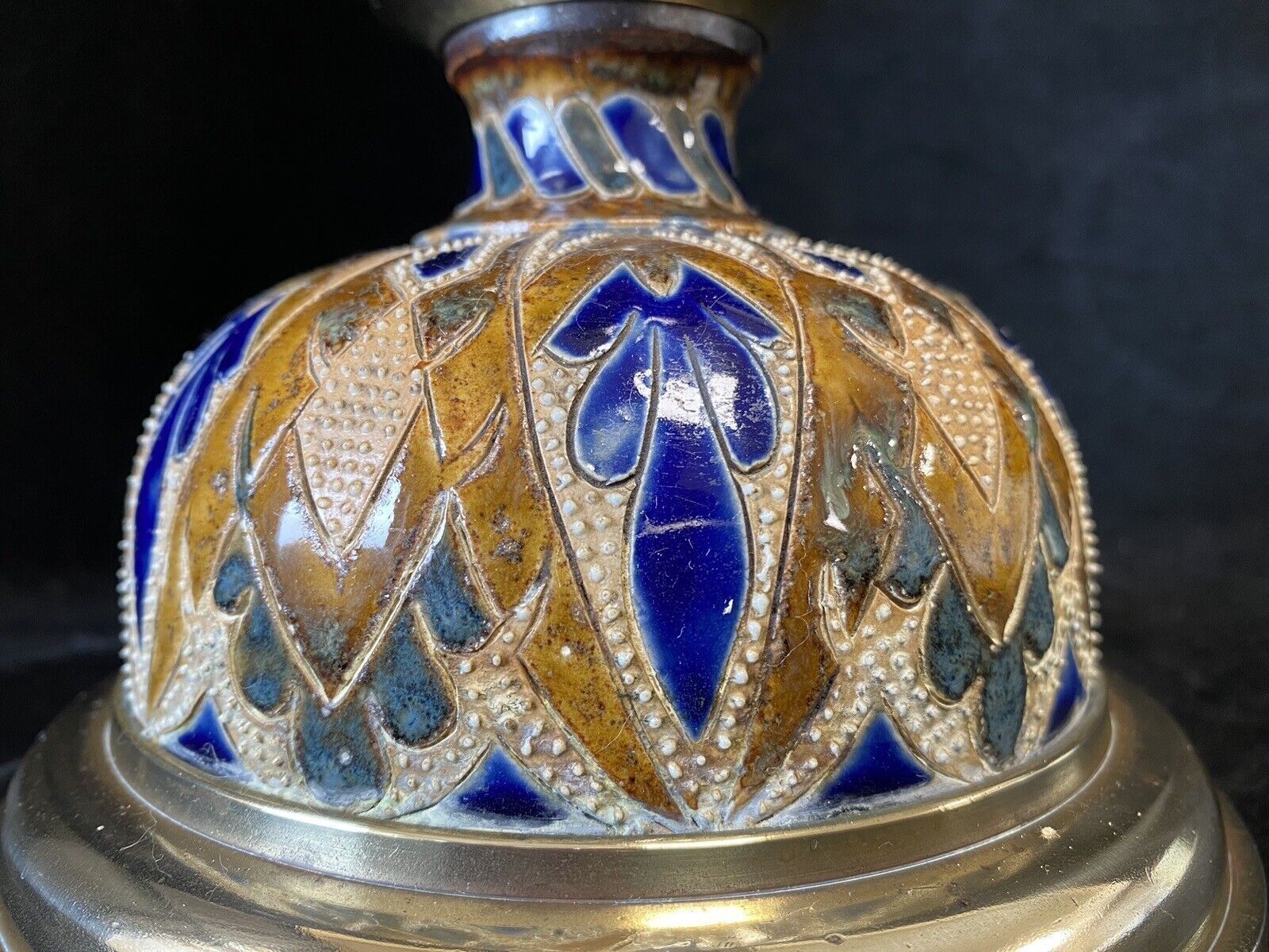 photo furniture Beautiful Doulton Lambeth Stoneware Oil Lamp By J Hinks & Son